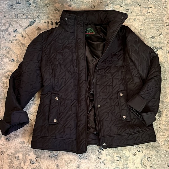 Weathercast Black Houndstooth Quilted Jacket with Hideaway Hood - Picture 5 of 16